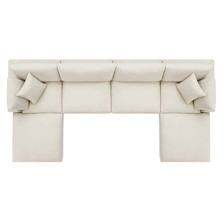 Commix 6-Piece Down Filled Overstuffed Sectional Sofa in Light Beige