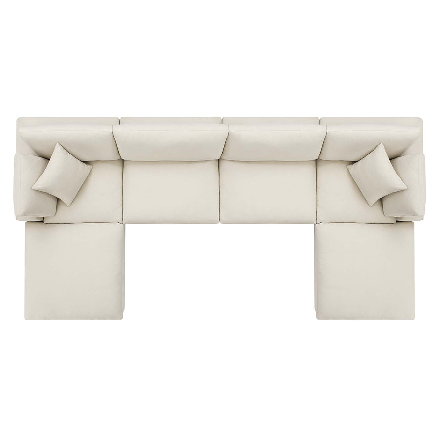 Linden 6-Piece Down Filled Overstuffed Sectional Sofa in Light Beige