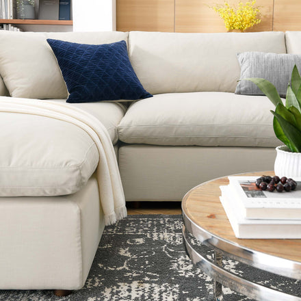 Commix 6-Piece Down Filled Overstuffed Sectional Sofa in Light Beige