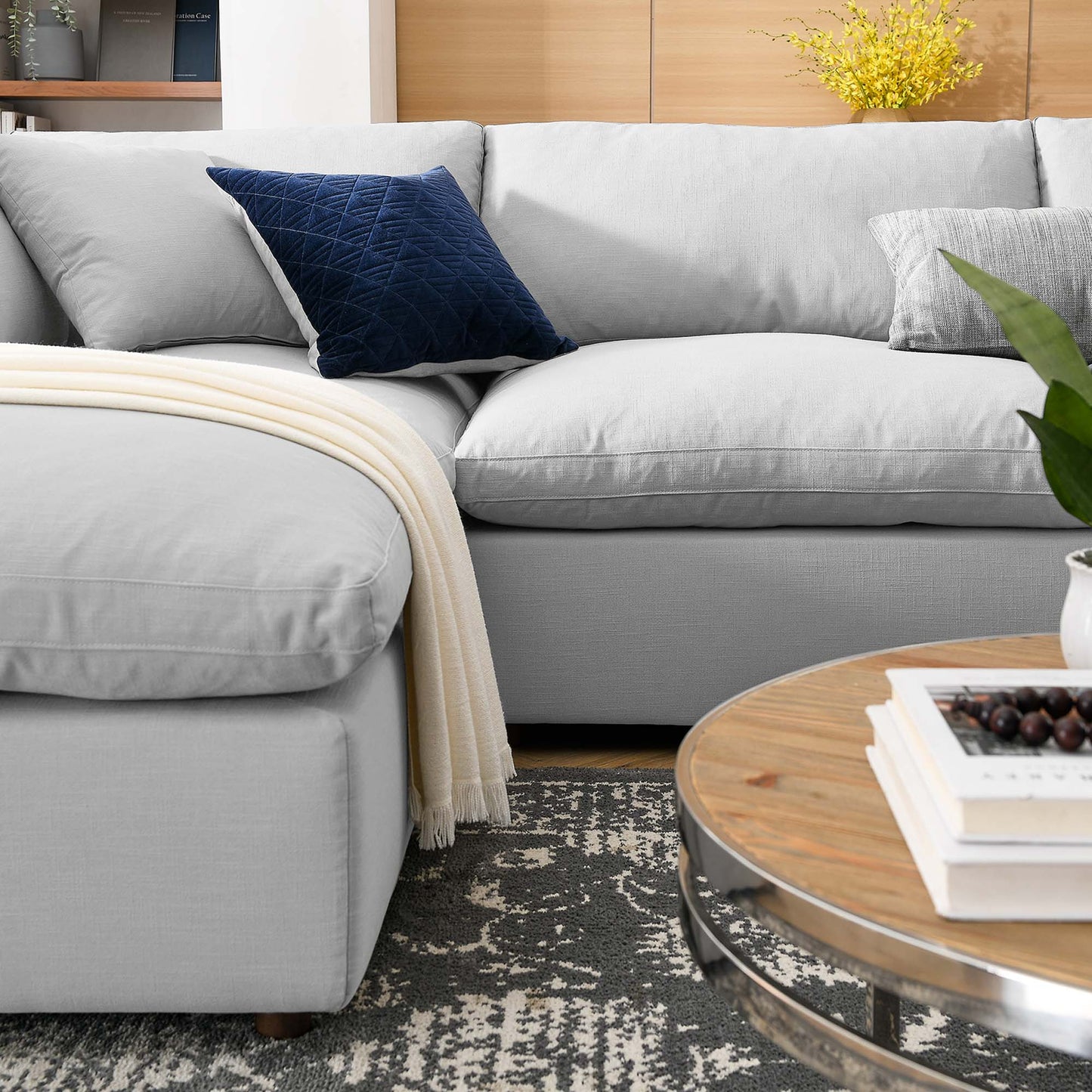 Commix 6-Piece Down Filled Overstuffed Sectional Sofa by Furniture for America