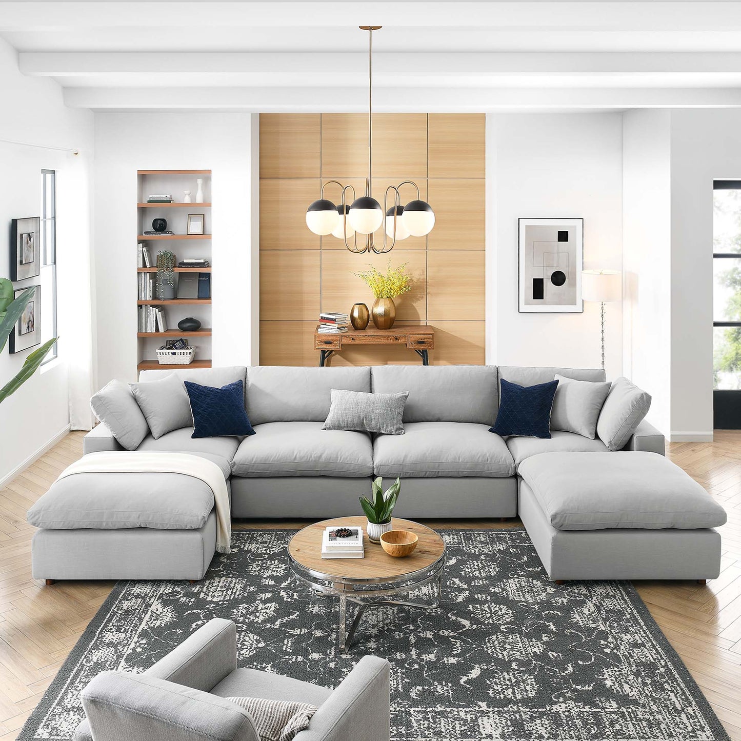 Commix 6-Piece Down Filled Overstuffed Sectional Sofa by Furniture for America