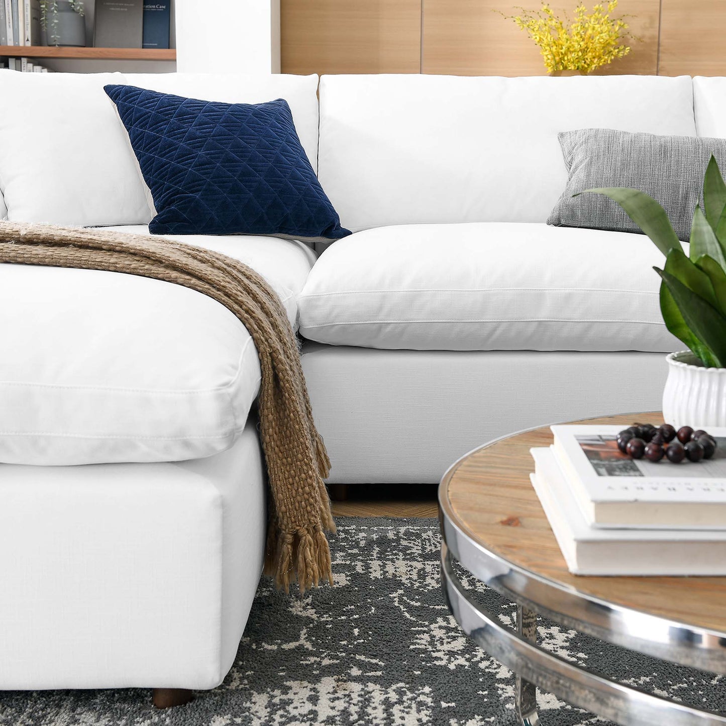 Commix 6-Piece Down Filled Overstuffed Sectional Sofa by Furniture for America