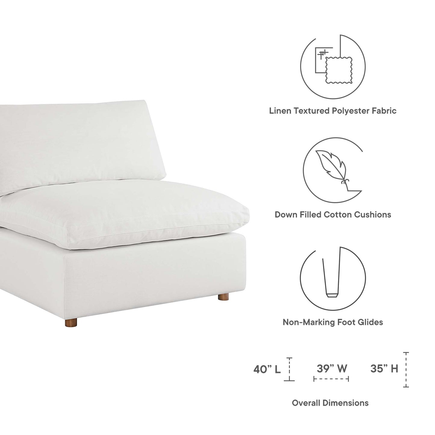 Commix 6-Piece Down Filled Overstuffed Sectional Sofa by Furniture for America