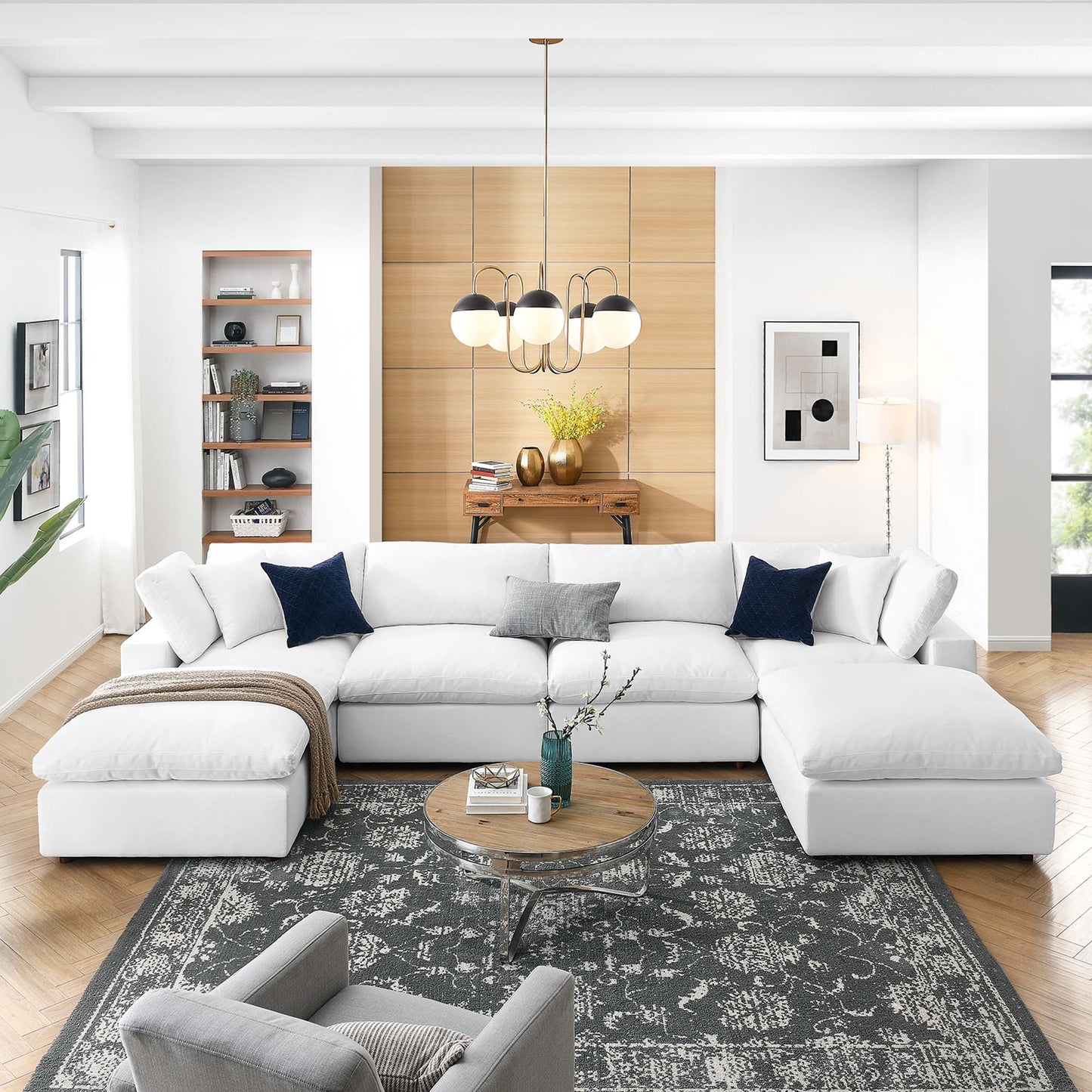Commix 6-Piece Down Filled Overstuffed Sectional Sofa by Furniture for America