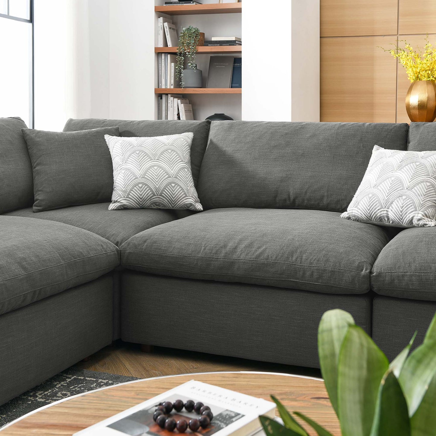 Commix 8-Piece Down Filled Overstuffed Sectional Sofa by Furniture for America
