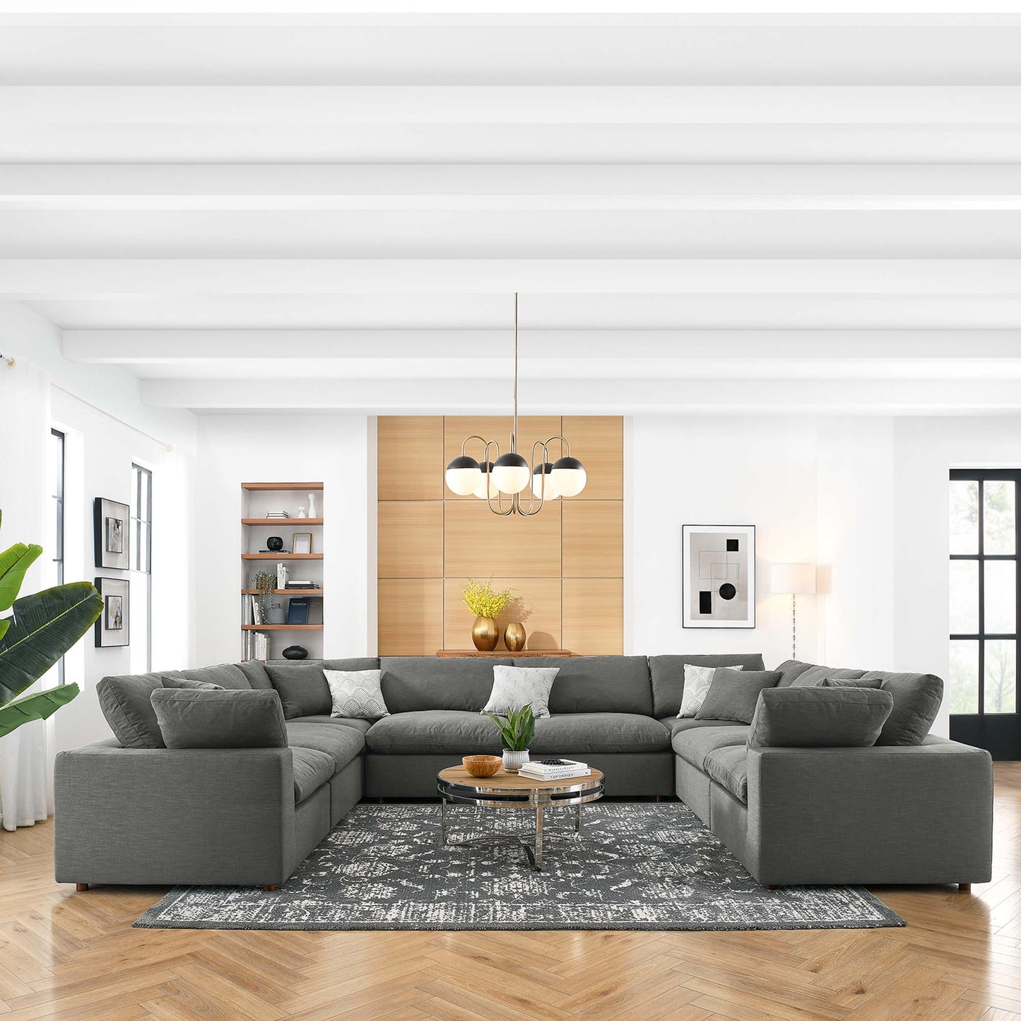 Commix 8-Piece Down Filled Overstuffed Sectional Sofa by Furniture for America
