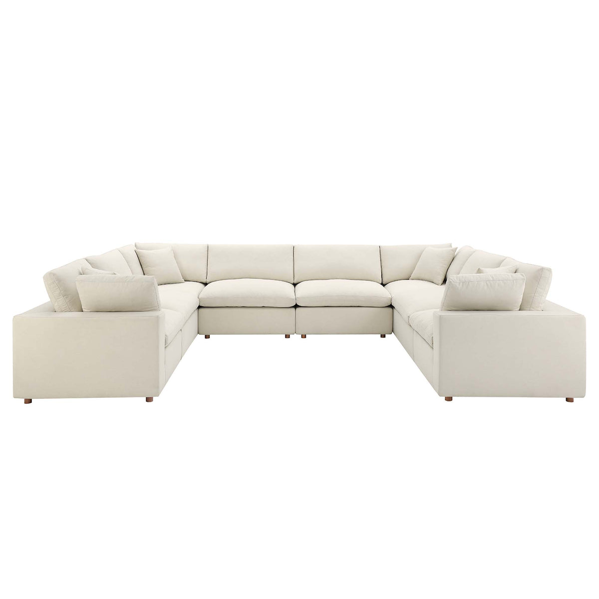 Linden 8-Piece Down Filled Overstuffed Sectional Sofa in Light Beige