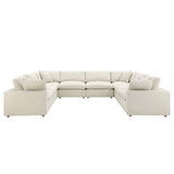 Linden 8-Piece Down Filled Overstuffed Sectional Sofa in Light Beige