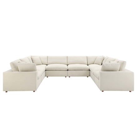Commix 8-Piece Down Filled Overstuffed Sectional Sofa in Light Beige