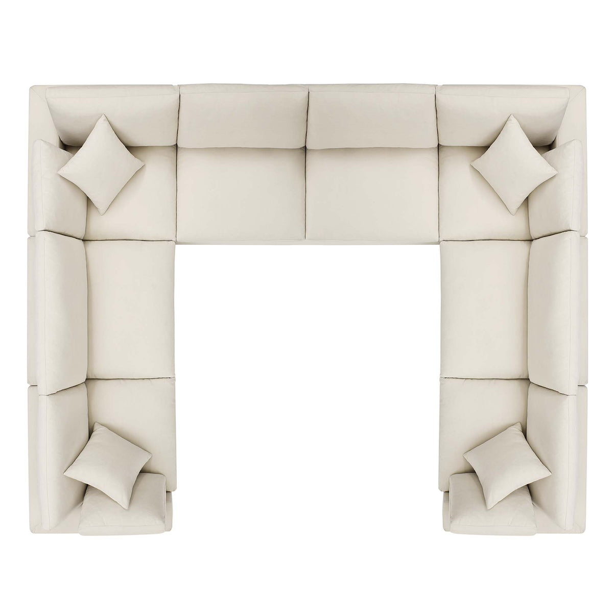 Linden 8-Piece Down Filled Overstuffed Sectional Sofa in Light Beige