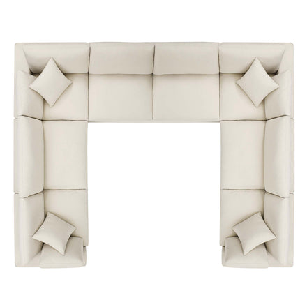Commix 8-Piece Down Filled Overstuffed Sectional Sofa in Light Beige