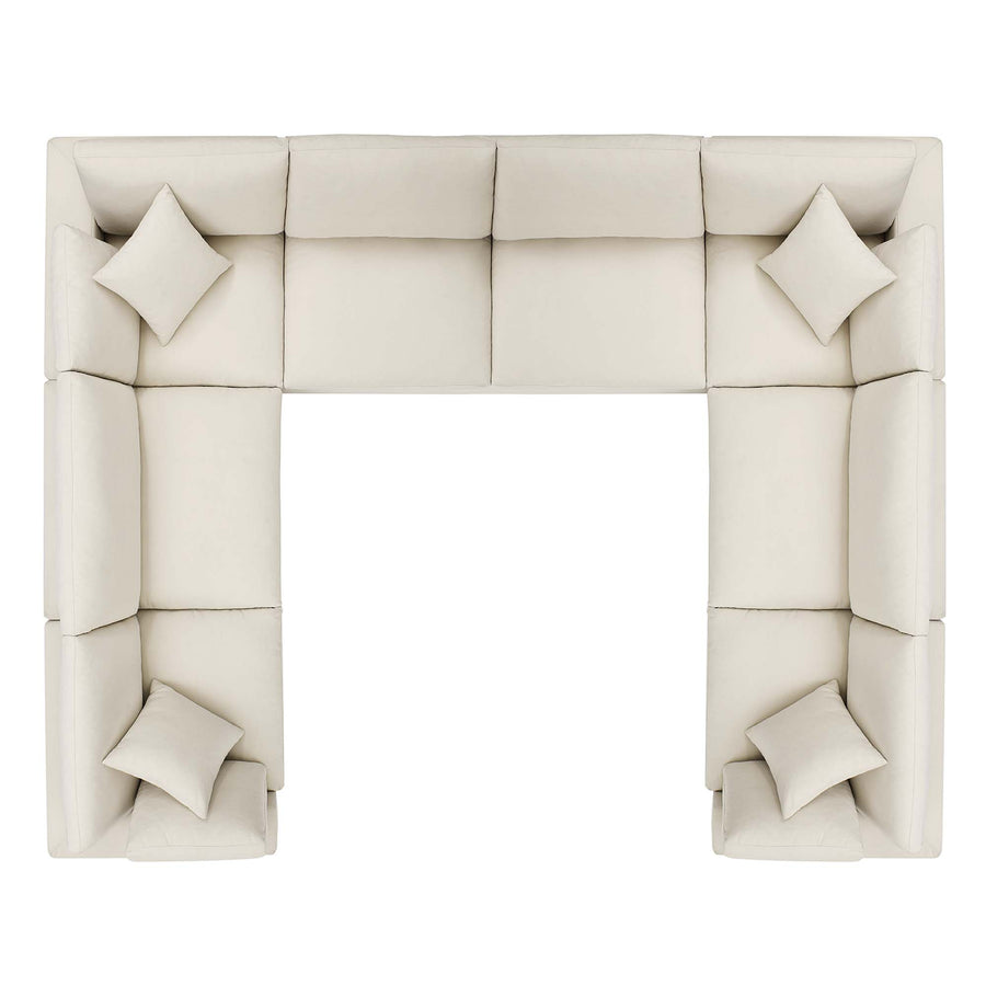 Linden 8-Piece Down Filled Overstuffed Sectional Sofa in Light Beige