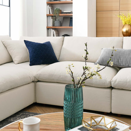Commix 8-Piece Down Filled Overstuffed Sectional Sofa in Light Beige