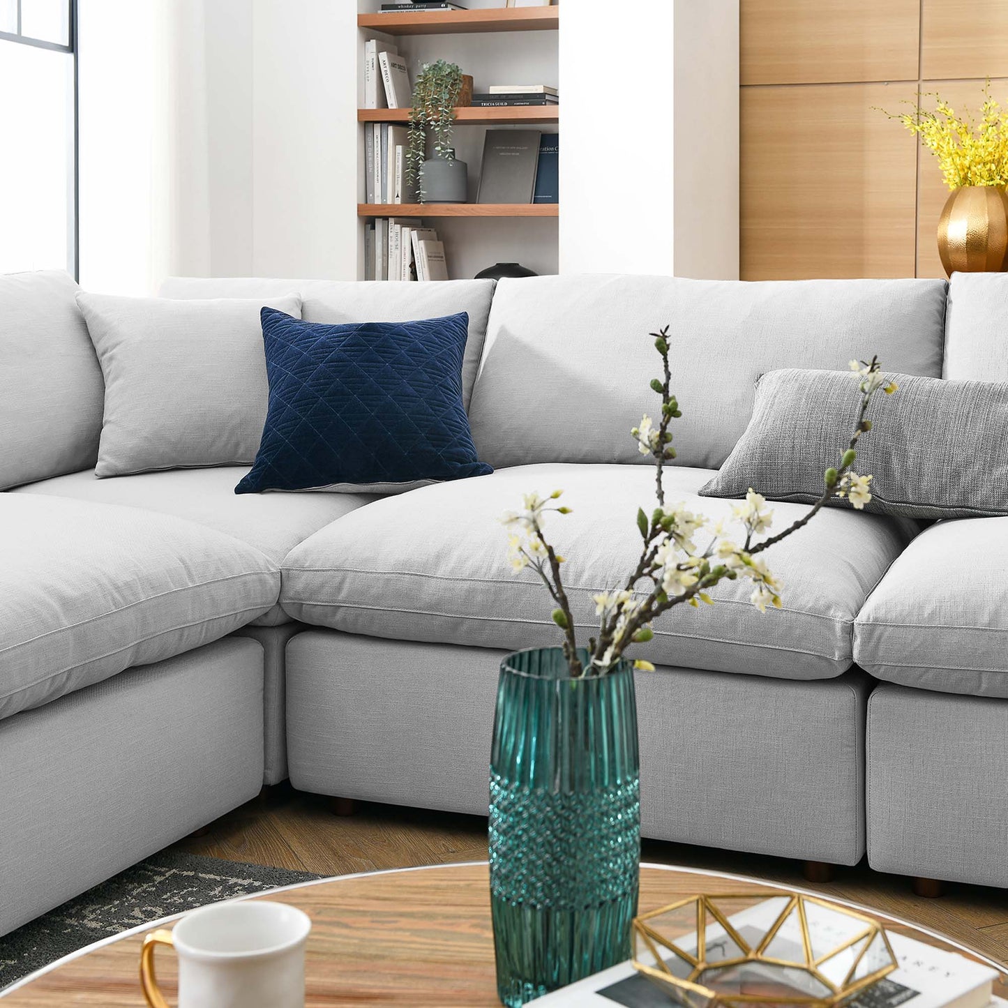 Commix 8-Piece Down Filled Overstuffed Sectional Sofa by Furniture for America