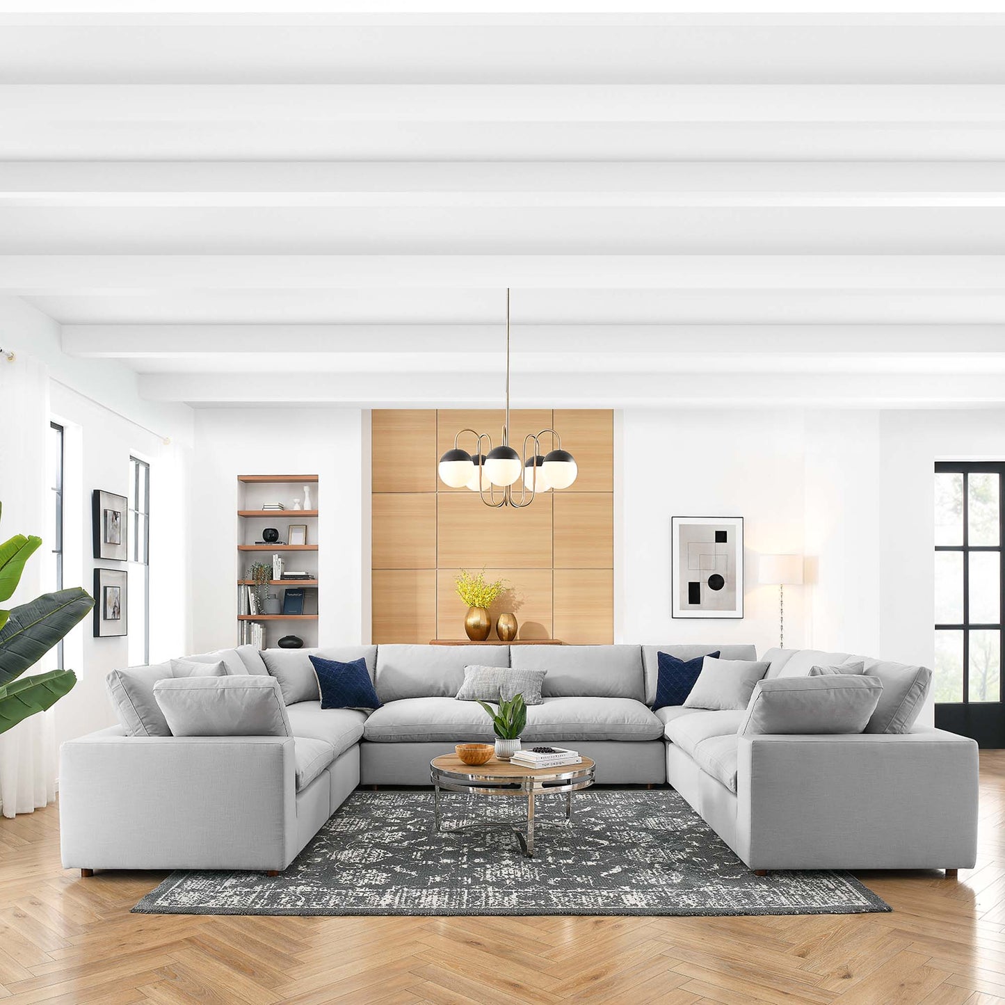 Commix 8-Piece Down Filled Overstuffed Sectional Sofa by Furniture for America