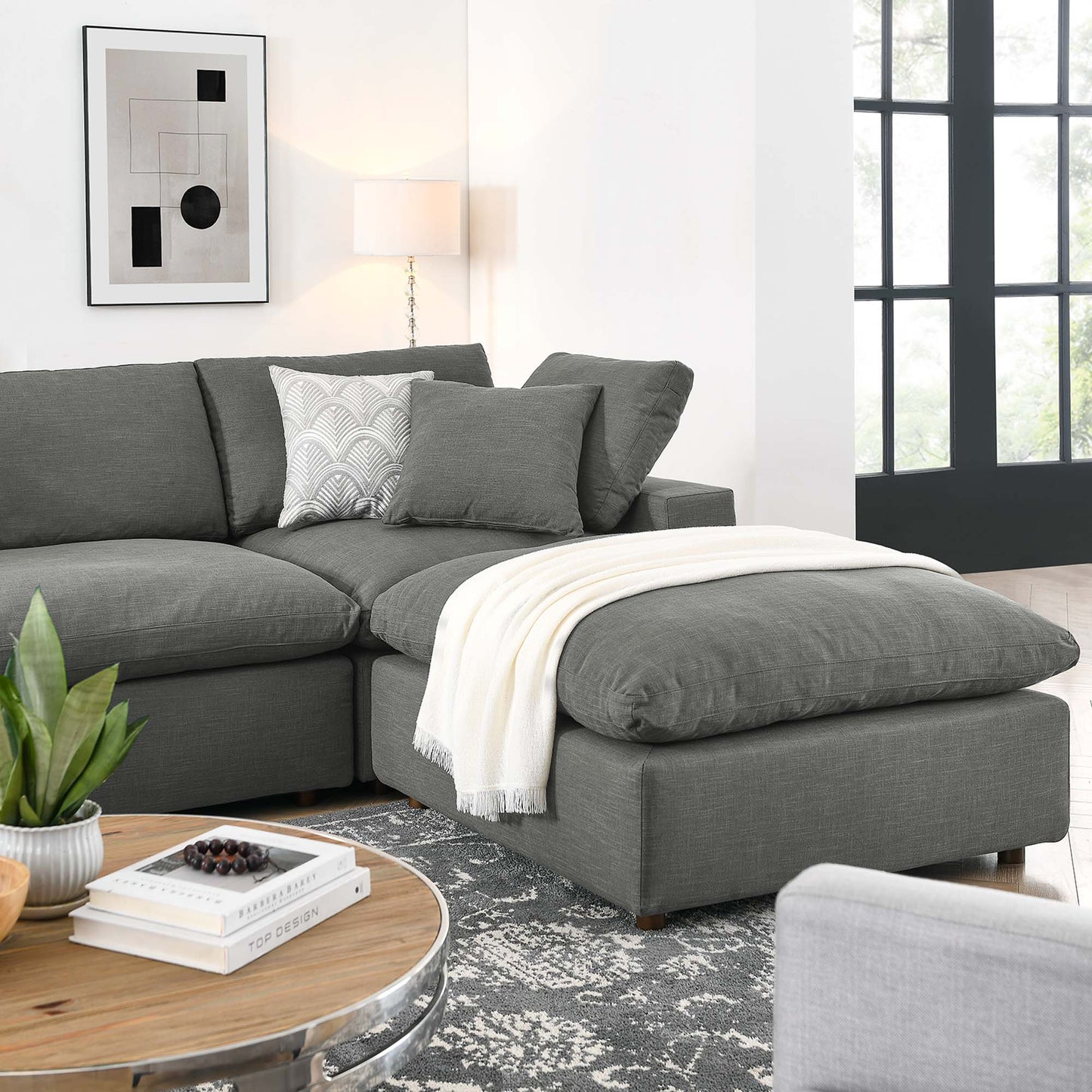 Commix 7-Piece Down Filled Overstuffed Sectional Sofa by Furniture for America