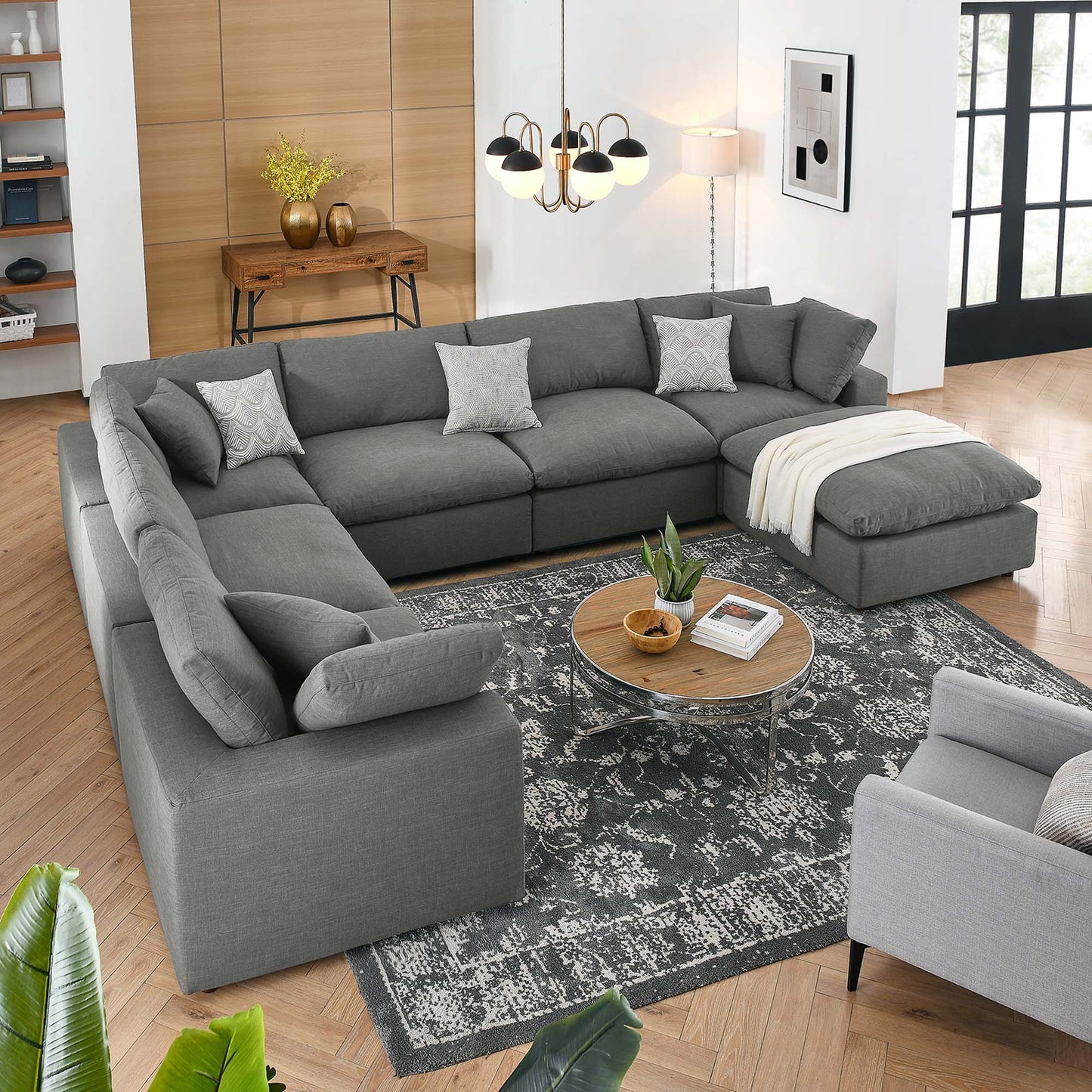Commix 7-Piece Down Filled Overstuffed Sectional Sofa by Furniture for America