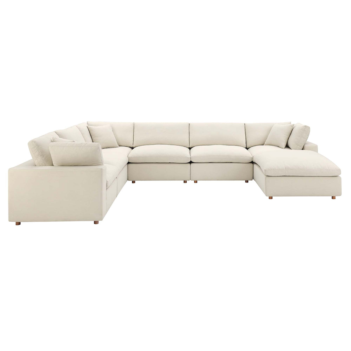Linden 7-Piece Down Filled Overstuffed Sectional Sofa in Light Beige