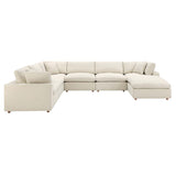 Linden 7-Piece Down Filled Overstuffed Sectional Sofa in Light Beige