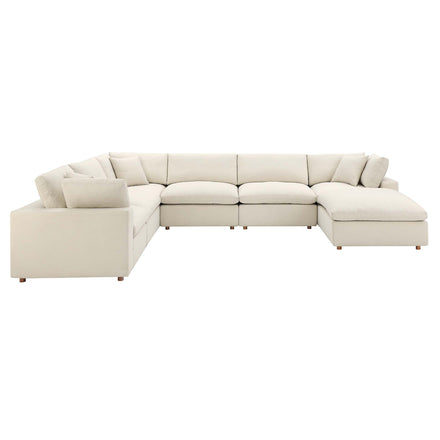 Commix 7-Piece Down Filled Overstuffed Sectional Sofa in Light Beige