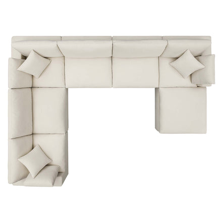 Commix 7-Piece Down Filled Overstuffed Sectional Sofa in Light Beige