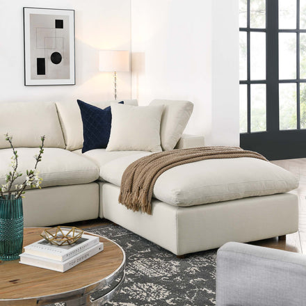 Commix 7-Piece Down Filled Overstuffed Sectional Sofa in Light Beige