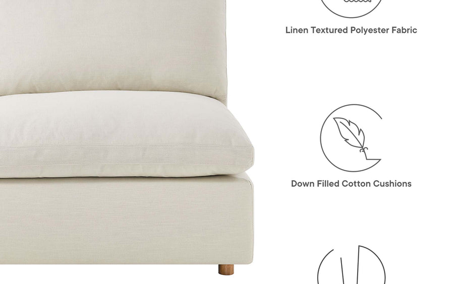 Linden 7-Piece Down Filled Overstuffed Sectional Sofa in Light Beige