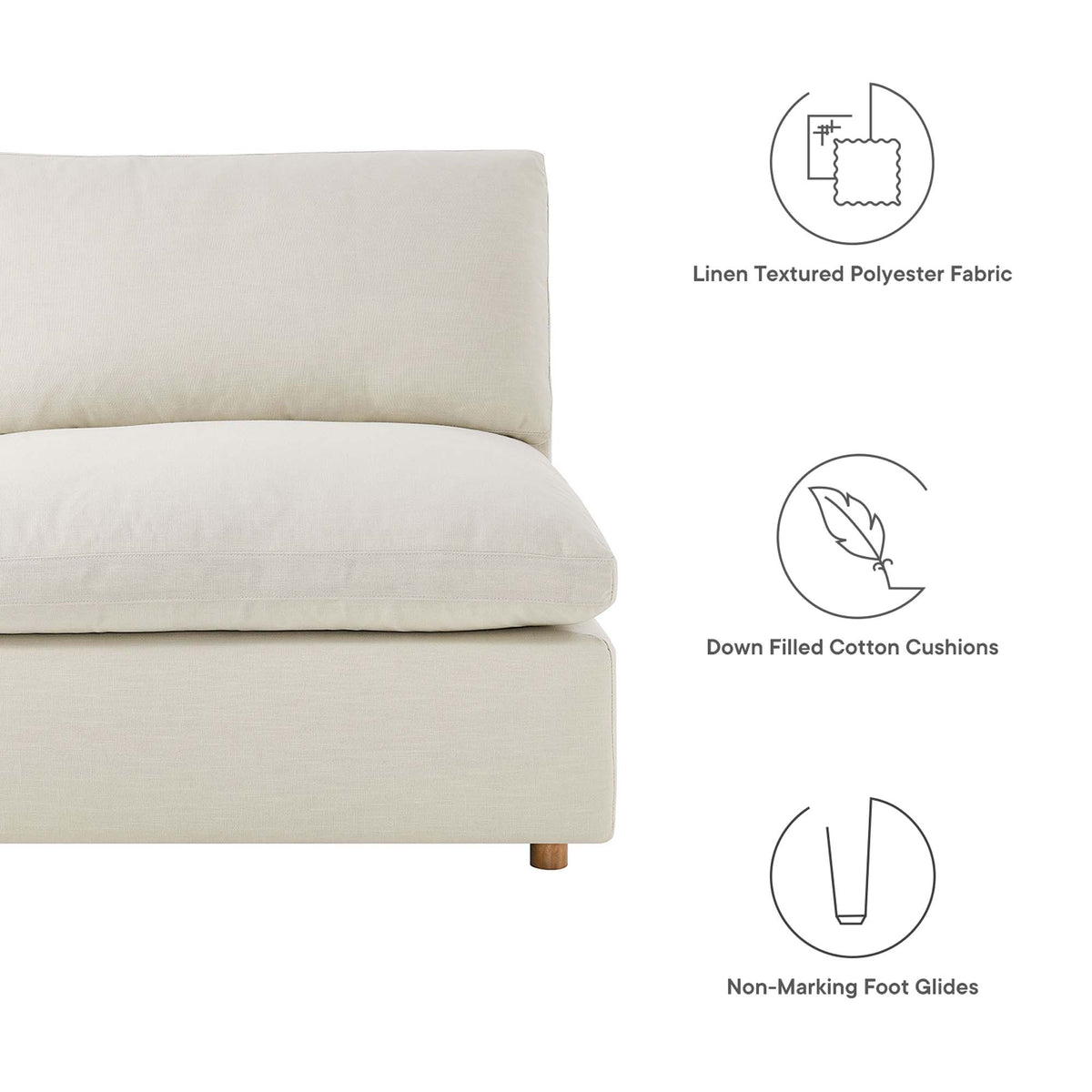 Commix 7-Piece Down Filled Overstuffed Sectional Sofa in Light Beige