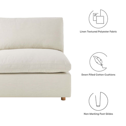 Commix 7-Piece Down Filled Overstuffed Sectional Sofa in Light Beige