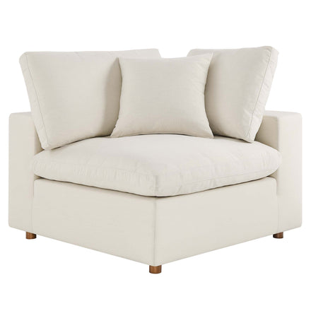 Commix 7-Piece Down Filled Overstuffed Sectional Sofa in Light Beige