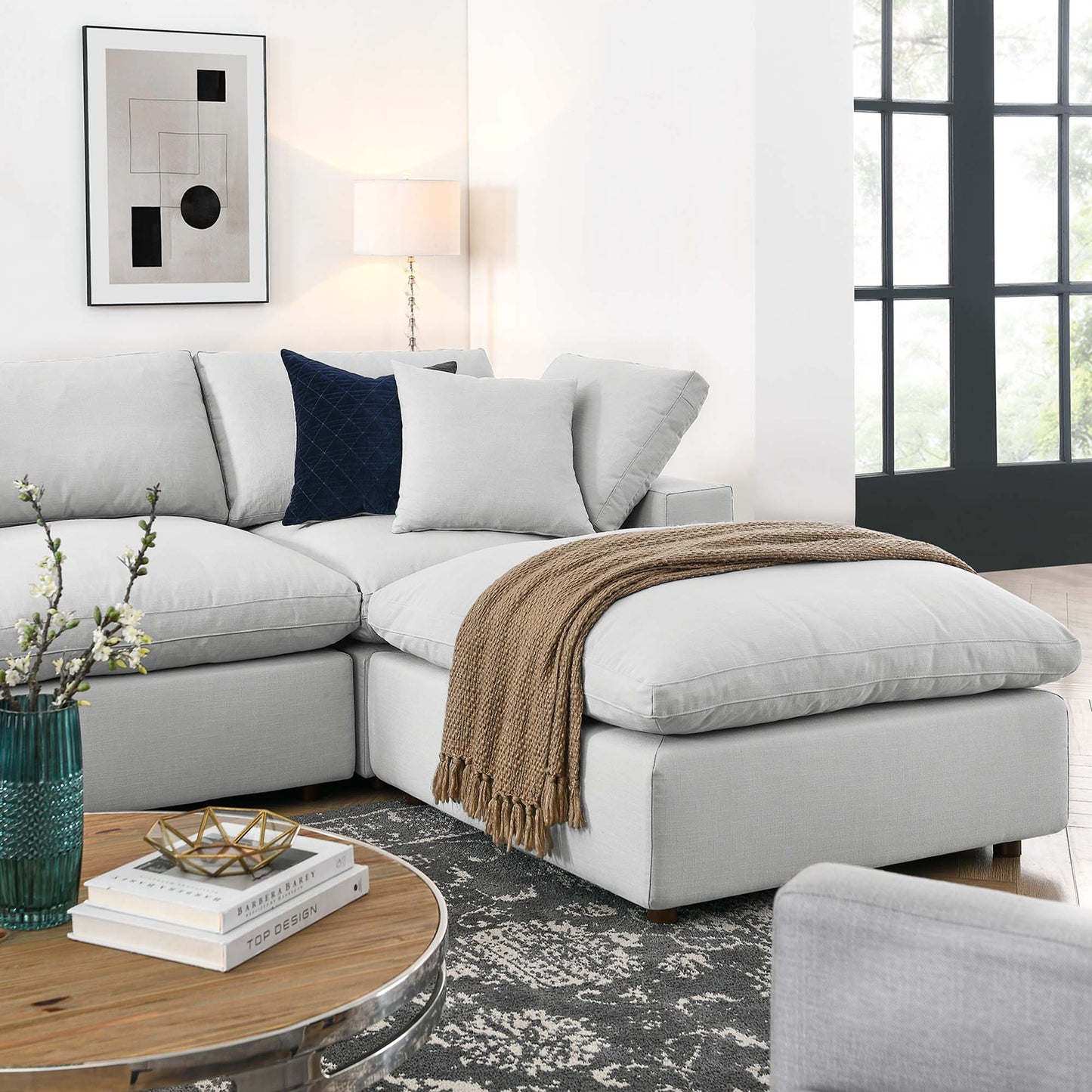 Commix 7-Piece Down Filled Overstuffed Sectional Sofa by Furniture for America