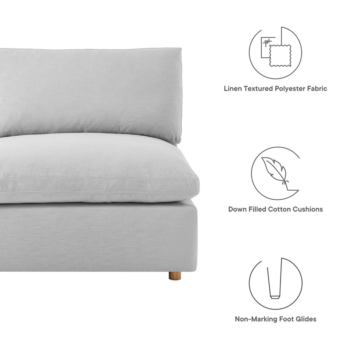 Commix 7-Piece Down Filled Overstuffed Sectional Sofa by Furniture for America