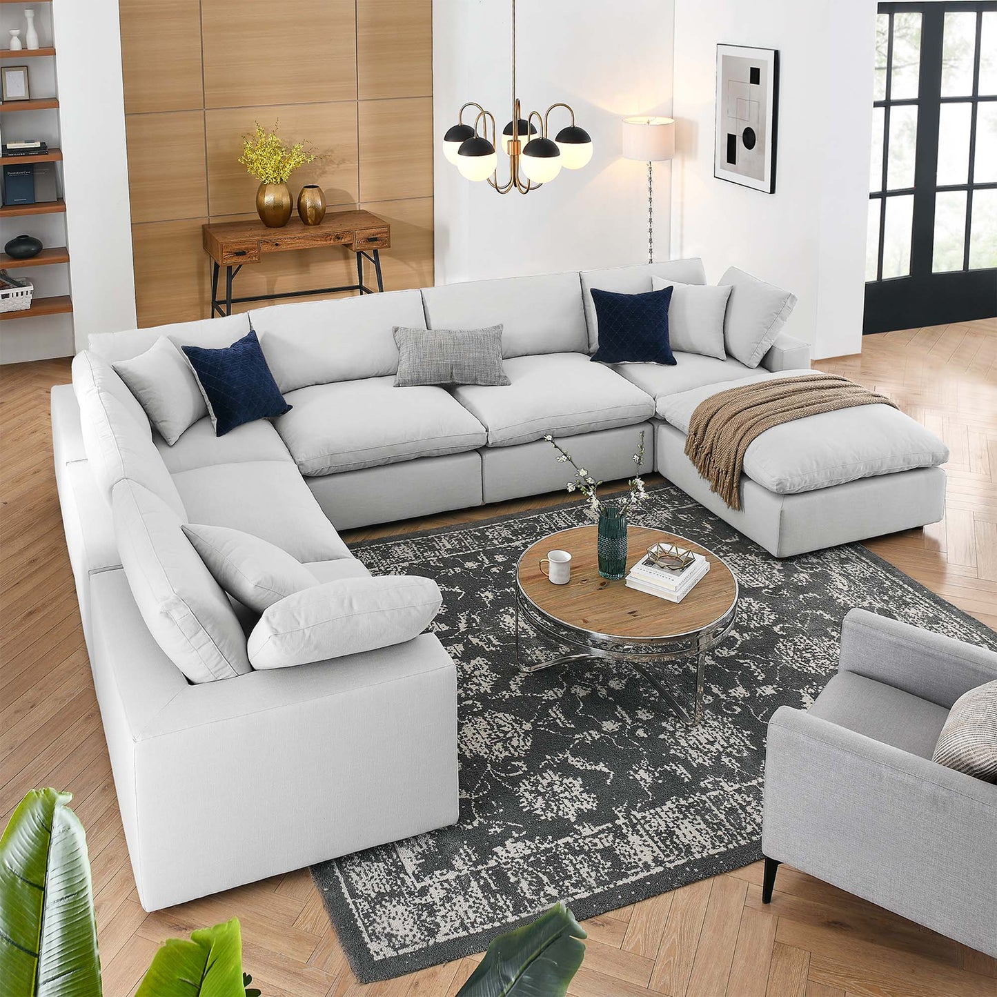 Commix 7-Piece Down Filled Overstuffed Sectional Sofa by Furniture for America