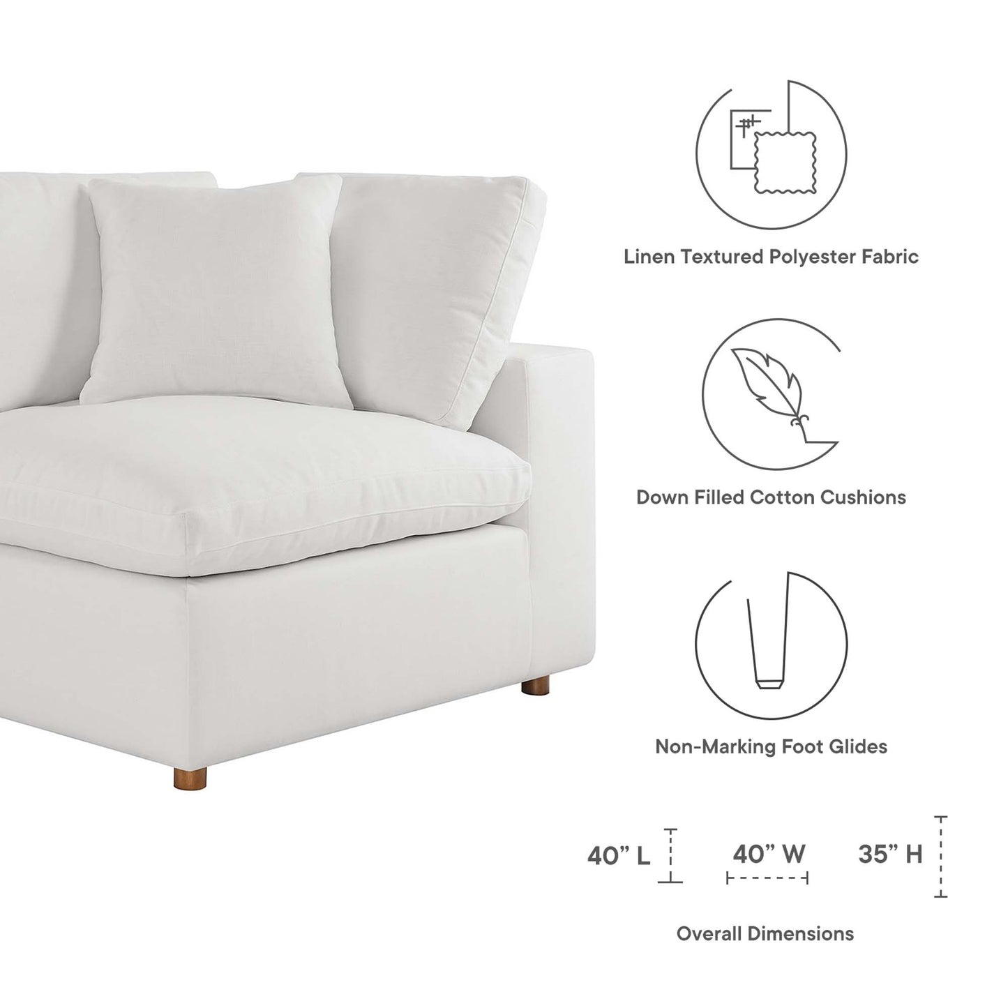 Commix 7-Piece Down Filled Overstuffed Sectional Sofa by Furniture for America