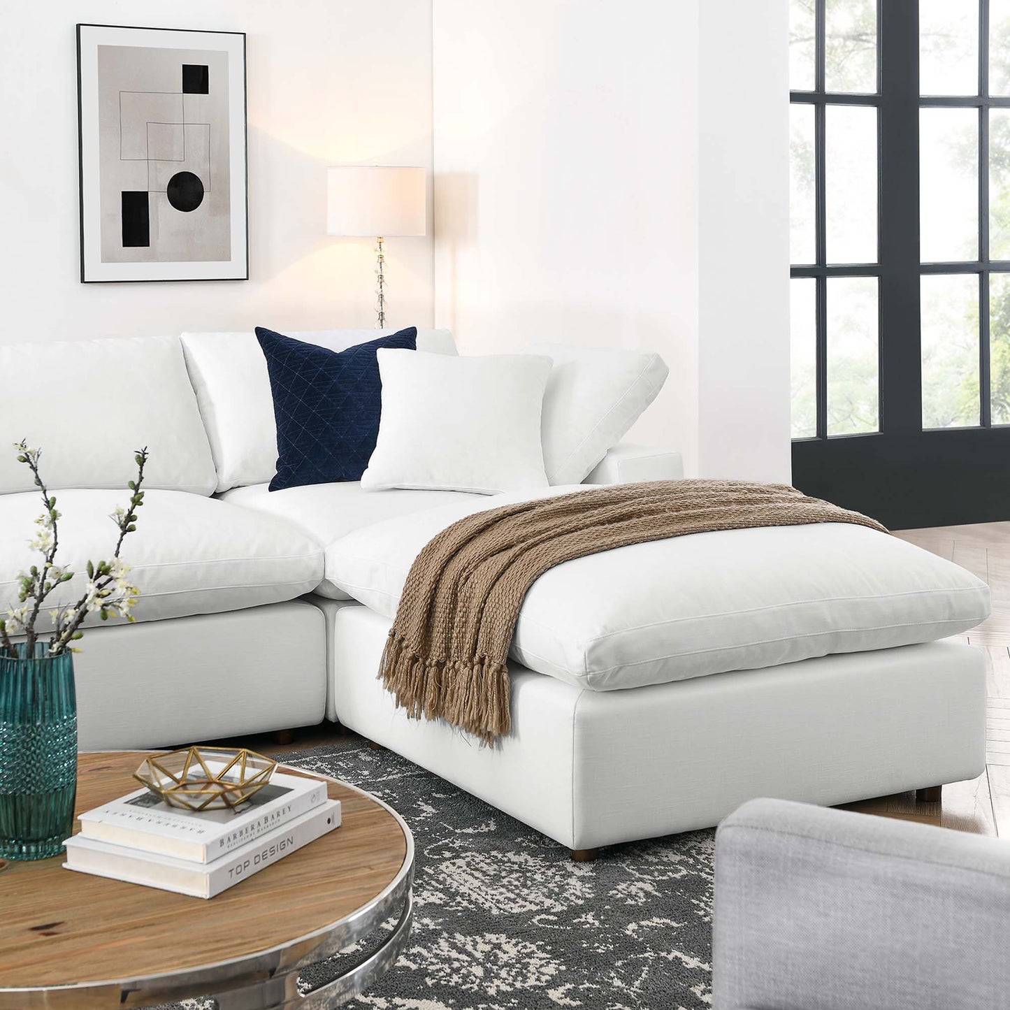 Commix 7-Piece Down Filled Overstuffed Sectional Sofa by Furniture for America