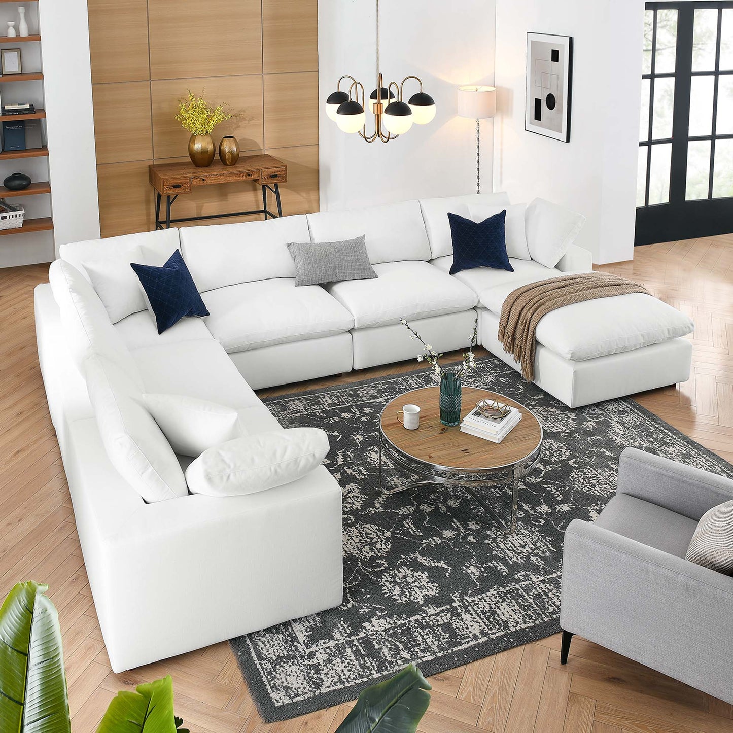 Commix 7-Piece Down Filled Overstuffed Sectional Sofa by Furniture for America