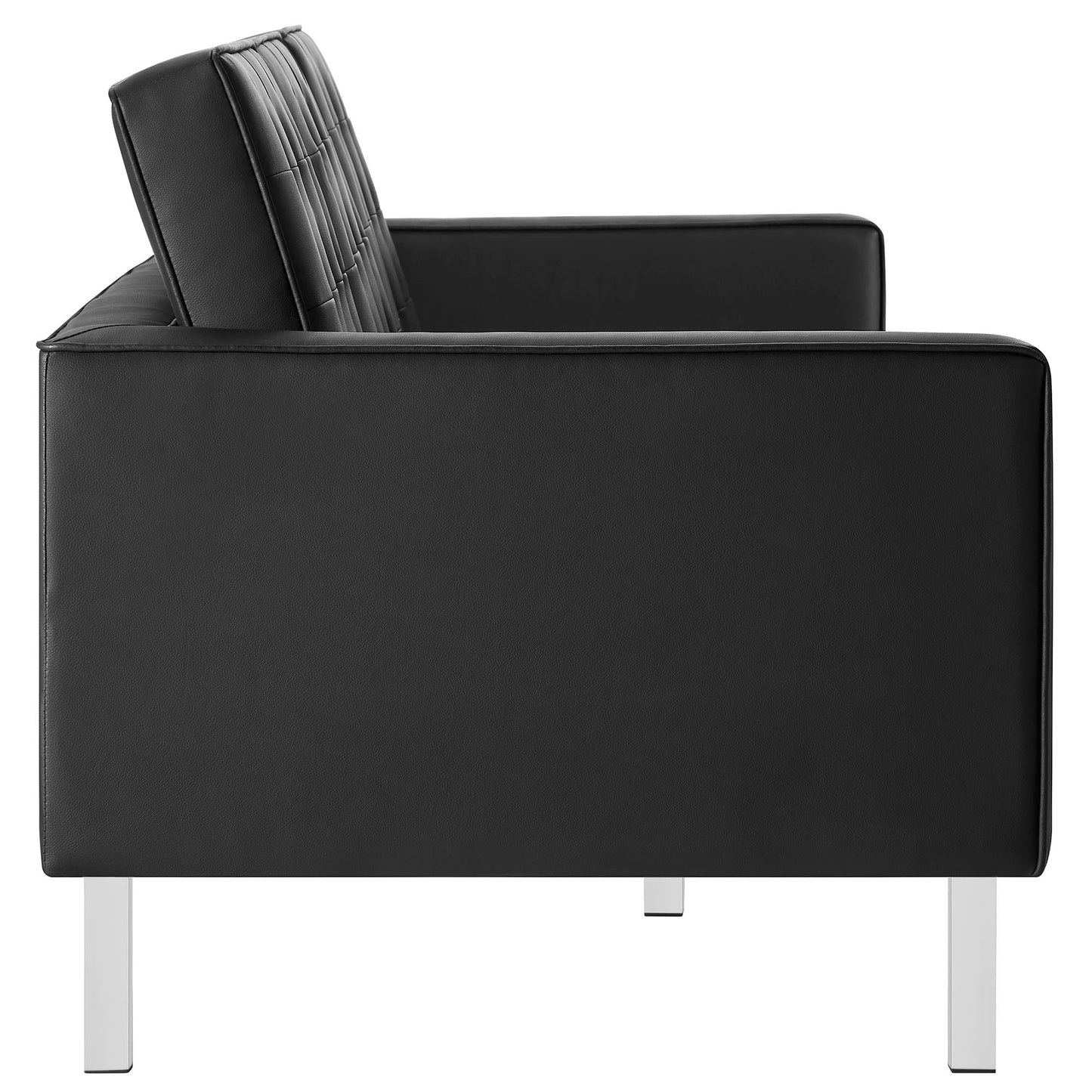 Mesa 2-Piece Tufted Vegan Leather Furniture Set in Silver Black
