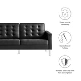 Mesa Tufted Vegan Leather Sofa in Silver Black