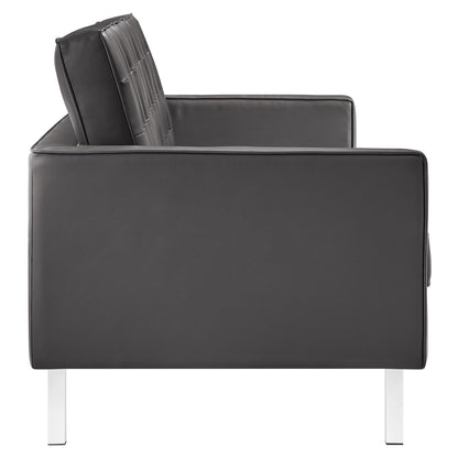 Loft Tufted Vegan Leather Sofa by Furniture for America