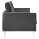 Mesa Tufted Vegan Leather Sofa and Ottoman Set in Silver Gray