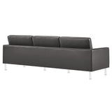 Mesa Tufted Vegan Leather Sofa in Silver Gray