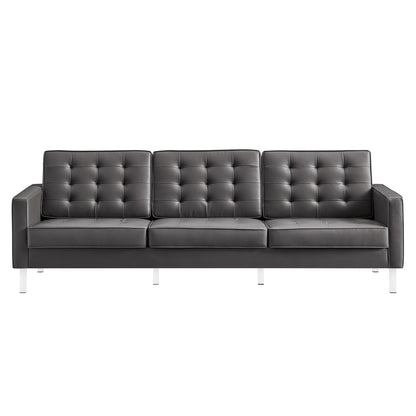 Loft Tufted Vegan Leather Sofa by Furniture for America
