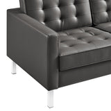 Mesa Tufted Vegan Leather Sofa in Silver Gray
