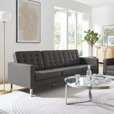 Mesa Tufted Vegan Leather Sofa in Silver Gray