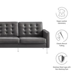 Mesa Tufted Vegan Leather Sofa in Silver Gray