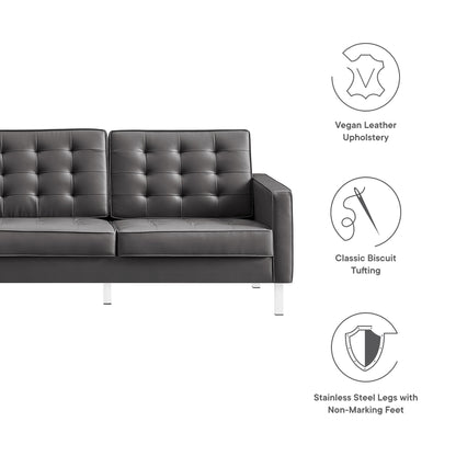 Loft Tufted Vegan Leather Sofa by Furniture for America