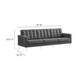 Mesa 3-Piece Tufted Vegan Leather Furniture Set in Silver Gray