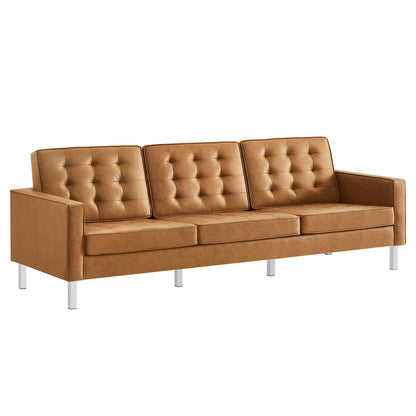 Loft Tufted Vegan Leather Sofa by Furniture for America