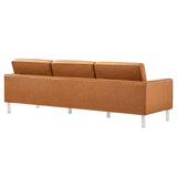 Mesa Tufted Vegan Leather Sofa in Silver Tan