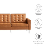Mesa Tufted Vegan Leather Sofa in Silver Tan